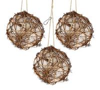 3PCS 4x4in Interactive Natural Rattan Hanging Hummingbird Nest, Bird Nesting Material for Outdoor & Indoor, Patio, Garden & Backyard Birdhouses