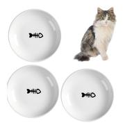 3PCS 5.9 inch Ceramic Cat Bowls,Wide Shallow Cat Dishes,Whisker-Friendly Cat Plates,Cat Food and Water Bowl for Indoor Cats,Dishwasher Safe (3 Dishes)