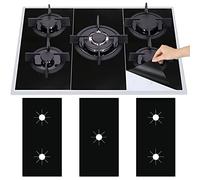 3Pcs 5-hole Gas Stove Burner Covers Pad 0.2mm 54x27cm, Berglass Gas Stove Protector, Non-Stick, Black