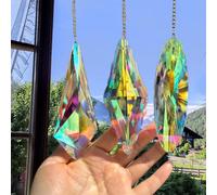 3PCS 5" Large Crystal Suncatcher Prisms - Hanging Crystals for Window & Garden, Sun Catchers with Prisms Decor | Creates Rainbows Indoors/Outdoors, Heavy Duty Hanging Crystals Decor