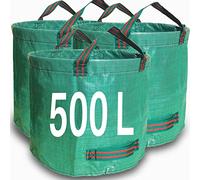 3PCS 500 Litre Garden Waste Bags Heavy Duty Garden Sacks with handles | Reusable green garden bags,breathable fabric material, Garden bags for rubbish,Waste bin for yard,Foldable, Space saving