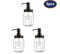 3Pcs 500Ml Kilner Glass Lotion Bathroom Shower Pump Liquid Bath Soap Dispenser