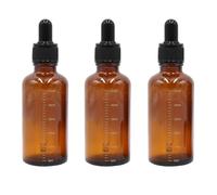 3Pcs 50ML/1.7oz Empty Amber Glass Graduated Scale Dropper Bottles with Pipette Droppers and Black Rubber Heads Refillable Perfumes Aromatherapy Essential Oil Makeup Storage Containers