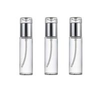 3Pcs 50ml/1.7oz Empty Refillable Clear Glass Lotion Pump Bottles with Silver Press Head Cosmetic Pump Dispenser Sample Vials Travel Size Makeup Container for Essence Toner