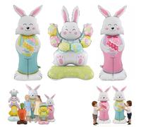 3PCS 59-Inch Giant 3D Standing Bunny Balloon Self-Supporting Festive Cheer, Happy Easter Balloon Large Bunny Egg Standing Balloons, Cute Bunny Carrot Easter Balloons for Party Decoration (D)