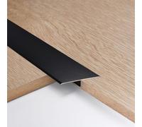 3pcs 5cm Aluminum T Molding Floor Transition Strip Metal Flat Divider Strip for Joining Floor Gaps Laminate Profile Flooring Edge Trim Cover Strips,0.9m Black