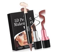 3Pcs 5D Makeup Set 2 In 1 Lip Liner And Lipstick Cream Highlighter Bronzer Stick Eyeliners Set For Womens Girls Contouring And Highlight Stick