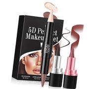 3Pcs 5D Makeup Set 2 In 1 Lip Liner And Lipstick Double Ended Cream Bronzer & Highlight Sticks Make Up Kits Contouring And Highlight Stick