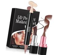 3Pcs 5D Makeup Set 2 In 1 Lip Liner And Lipstick Double Ended Cream Bronzer & Highlight Sticks Make Up Kits Contouring And Highlight Stick