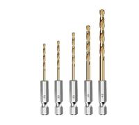 3PCS/5PCS/13PCS HSS High Speed Steel Titanium Coated Drill Bit 1/4 Hex Shank Hexagonal Handle Twist(5pcs 1.5-4.0mm)
