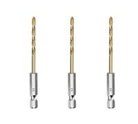 3PCS/5PCS/13PCS HSS High Speed Steel Titanium Coated Drill Bit 1/4 Hex Shank Hexagonal Handle Twist(3PCS 3.2mm)