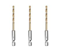 3PCS/5PCS/13PCS HSS High Speed Steel Titanium Coated Drill Bit 1/4 Hex Shank Hexagonal Handle Twist(3PCS 3.0mm)
