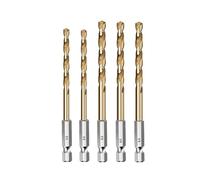 3PCS/5PCS/13PCS HSS High Speed Steel Titanium Coated Drill Bit 1/4 Hex Shank Hexagonal Handle Twist(5pcs 4.5-6.0mm)