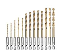 3PCS/5PCS/13PCS HSS High Speed Steel Titanium Coated Drill Bit 1/4 Hex Shank Hexagonal Handle Twist(13pcs 1.5-6.5mm)
