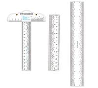 3PCS 6''/12 '' Acrylic Clear Edge Rulers T-Square Ruler, inches and Metric Zero-Centering, T Square Ruler Transparent,for Crafting Drafting and General Layout Work Art Framing & Drafting Scrapbooking