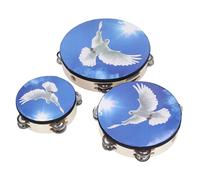 3PCS 6,8,10 Inch Wooden Tambourine Drum Set Hand Percussion Instrument with Double Row Bell Jingles for Adults Kids