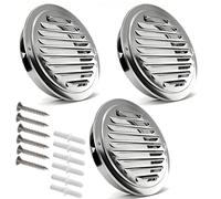 3Pcs 60 100 150 160 180mm Stainless Steel Ventilation Grill Screen Louvered External Vent Cover with Screen Mesh, 4" 5" 6" 7" Round Soffit Air Vents for Garage, Apartment, RV(120mm/4.7in)