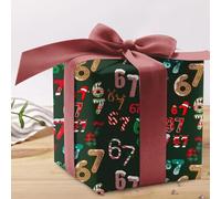 3Pcs 67 Gift Wrap, 67 Christmas Wrapping Paper, 67 Wrapping Paper Funny Wide Small Birthday Christma Rolls Santa Merry, Unique Six Seven Festive Wrapping Papers (A-50x450cm)