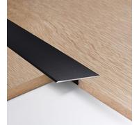 3pcs 6cm Aluminum T Molding Floor Transition Strip Metal Flat Divider Strip for Joining Floor Gaps Laminate Profile Flooring Edge Trim Cover Strips,0.9m Black