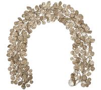 3PCS 6FT Glittery Christmas Garlands with Hanging Rings, 180CM Artificial Eucalyptus Garland with Sequins for Xmas Tree, Champagne Gold Fake Leaves for Front Door, Stairs, Home Decor, Window