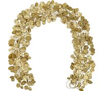 3PCS 6FT Glittery Christmas Garlands with Hanging Rings, 180CM Artificial Eucalyptus Garland with Sequins for Xmas Tree, Gold Fake Leaves for Fireplace, Front Door, Stairs, Home Decor, Window