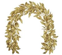 3PCS 6FT Glittery Christmas Garlands with Hanging Rings, 180CM Artificial Magnolia Leaf Garland with Sequins for Xmas Tree, Gold Fake Leaves for Fireplace, Front Door, Stairs, Home Decor, Window