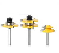 3Pcs 6mm/1/4/8mm Shank Tongue & Groove Joint Assembly Router Bit with 45 Degree Lock Miter Router Bit for Wood Milling Cutter(3Pcs 8mm Shank B)