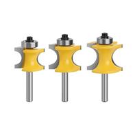 3pcs 6mm 1/4 Shank Half Round Corner Round Over Router Bit With Bearing Milling Cutter For Wood Woodwork Tools Tungsten Carbide(6mm Shank)