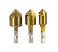 3Pcs 6Pcs High Speed Steel 1/4" Hex Shank Chamfer Countersink Chamfer Drill Bit 90 Degree Wood Chamfering Cutter 6mm-19mm Metal Drills(12-19mm 3pcs)