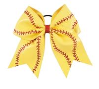 3PCS 7'' Cheer Bow With Elastic Hair Band Headwear Accessories For Holiday(Yellow)