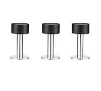 3PCS 80mm Door Stops, Self-Adhesive Door Stopper with Black Rubber & Stainless Steel Body, No Drill Doorstops and Sound Dampening Rubber Bumper