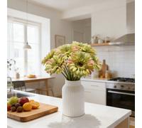 3Pcs 9.05in/23cm Artificial Silk Gerbera Flowers Wedding Home verandahs Table Decor Fake Daisy Chrysanthemum Party Home Decoration(green)