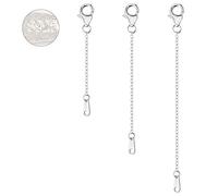 3Pcs 925 Sterling Silver Necklace Extender Chain Extenders Bracelet Extension for Jewellery Making 2 3 4 Inch (Silver)
