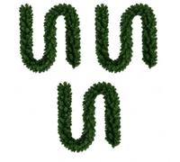 3Pcs 9ft Christmas Garland 2.7m x 25cm, Realistic Green Artificial Garland | Plain Xmas Garland, Indoor & Outdoor Christmas Decorations, Holiday Garland for Fireplace Mantel, Stairs, Door, Windows