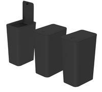 3pcs 9L Slim Touch Top Lid Bathroom Bin - Dog Proof (Black) for Bedroom, Office, Living Room, Kitchen, Toilet