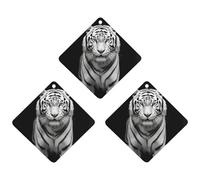 3PCS A Tiger Car Air Freshener Hanging Scented Cards Cute White Car Fresheners Long Lasting New Cars Scents for Women Men Natural Air Freshener with Lanyard Automotive Freshies