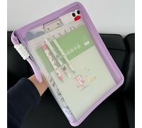 3Pcs A4 File Folders Set, Zip Wallets, Cute Cartoon Mesh Zip Folder with Wrist Strap, Pocket Folders, Ziplock Bags, Zipper Bag, Document Folder, File Bag for School, Office, Travel (Purple)
