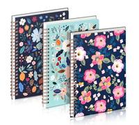 3PCS A5 Notebook Notepad, Cute Blooming Floral Wirebound Spiral Notebooks,Hardback Note Book with Double Pocket Lined Pages,Journal Notebook for Office, School, and Gift