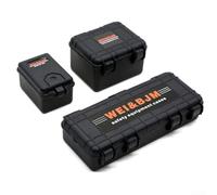 3PCS ABS Toolbox Travel Storage Box Set for 1/10 Scale RC Crawler Decoration, Compatible with for trx4 SCX10 D90, for mini Trunk Model Accessories(Black)