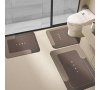 3PCS Absorbent Bath Mat Magic Rug Sets, Quick Drying Bath Mat Non-Slip Floor Rug Rubber Backed for Bathroom Kitchen Shower Sink (16.9''x23.6''+19.7''x23.6''+19.7''x31.9'', Brown)