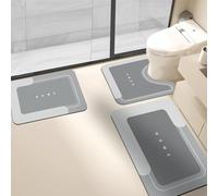 3PCS Absorbent Bath Mat Magic Rug Sets, Quick Drying Bath Mat Non-slip Floor Rug Rubber Backed for Bathroom Kitchen Shower Sink (16.9''x23.6''+19.7''x23.6''+19.7''x31.9'', Light Gray)