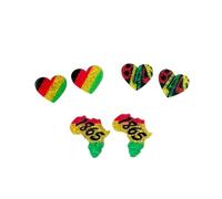 3PCS Acrylic African Stud Earrings Cute Glitter Juneteeth Africa Earrings Small African Map 1865 Love Heart Stud Earring Jamaican Africa Black History Month Juneteeth Jewelry, Acrylic, No Gemstone