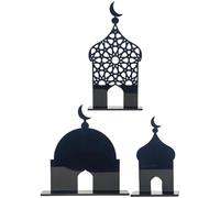 3pcs Acrylic Islamic Decorations Ramadan Mosque Castle Craft Table Ornament Eid Mubarak Decor for Home