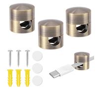 3pcs Adhesive Cable Anchors for Desk, Phone Charger Cord Holders Charging Cable Management Clips Aluminum Wire Organizer for Office Home Desktop Wall Nightstand (Bronze)