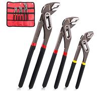 3Pcs Adjustable Alligator Water Pump Pipe Pliers Set 8-Inch, 10-Inch and 12-Inch Groove Slip Joint Pliers V Jaws Pliers Plumbing Pliers with Storage Bag