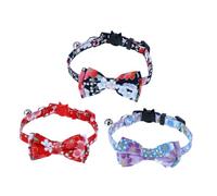3PCS Adjustable Cat Collars with Bell and Bow Tie Floral Design Pet Accessories for Cats Comfortable and Stylish Cat Necklaces
