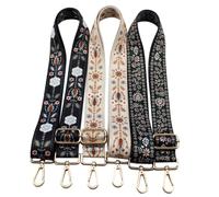 3Pcs Adjustable Crossbody Bag Strap Replacement, Wide Shoulder Handbag Belt | 85x4.5x0.2cm Polyester Cotton Blend, Metal Clasps, Star Pattern, Black or White, for Crafters