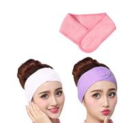 3pcs Adjustable Facial Spa Headband with Tape, Soft Loop Fabric | Reusable Towel Cloth Fit, for Skincare Routine, Long Hair and Bangs, Makeup Artists and Estheticians