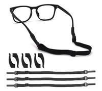 3Pcs Adjustable Glasses Strap 3Pair Anti-Slip Glasses Ear Grip No Tail Eyeglasses Straps for Men Women Kids Black Sunglasses Lanyard Spectacles Cord Eyewear Retainer Strap Glasses Grips Behind Ears