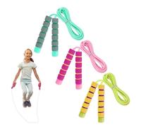 3PCS Adjustable Kids Skipping Rope Kids,Skipping Rope for Kids 2.8m with Foam Handles,Fitness Jump Rope for Boys Girls,Outdoor Exercise,Party Favor,Kids Skipping Ropes Age 5-9 Year (Pink,Green,Yellow)